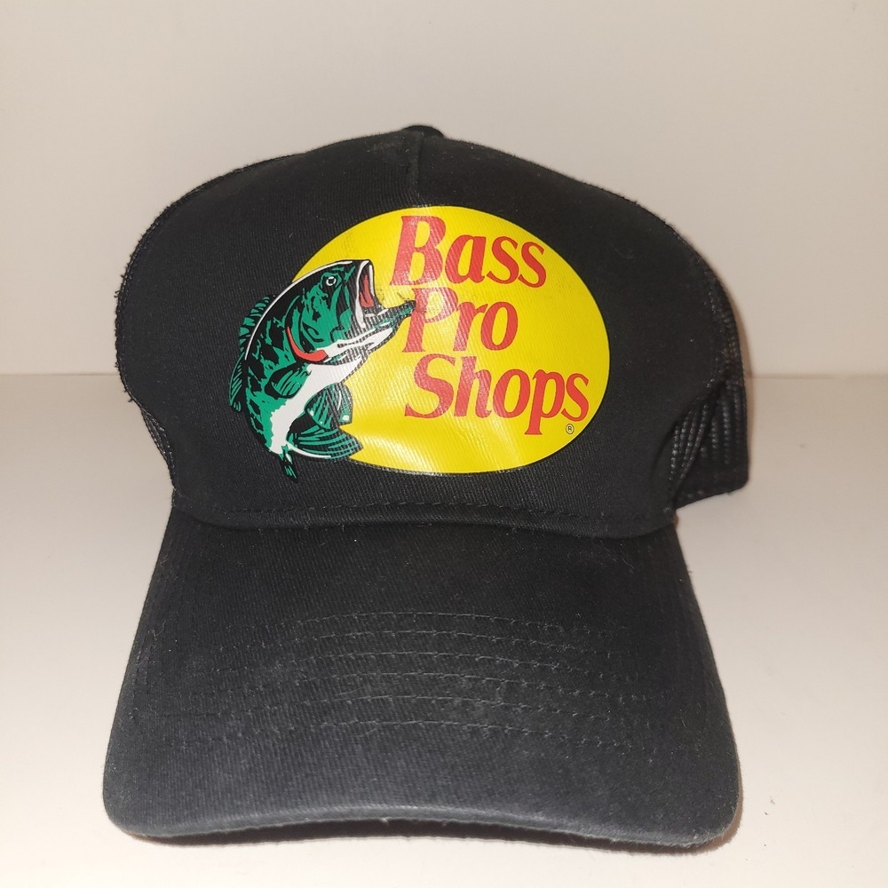 Bass Pro Shops Mesh Trucker Snapback Hat Cap Black OSFM